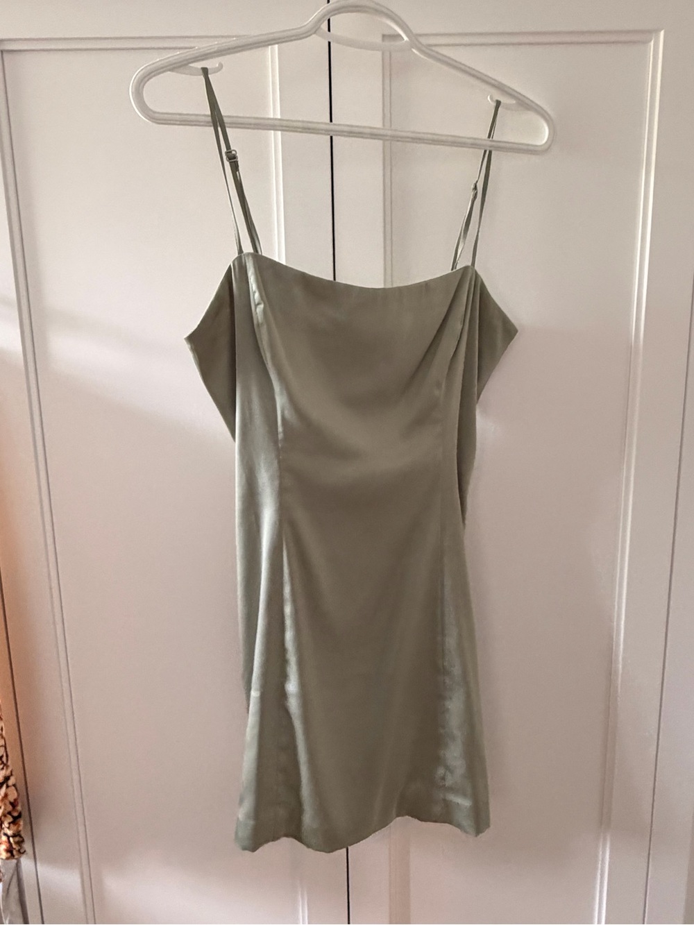 Sunday Best Satin Slip Mini Dress in Sage